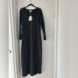 🖤 L*Space Black Long Sleeve Henley Maxi Dress – NWT – Size XL
